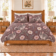 Smoky plum chinchilla and cosmos quilt set front view