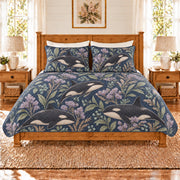 Muted navy orca and sea lavender quilt set front view