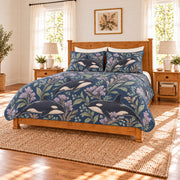 Muted navy orca and sea lavender quilt set right angle