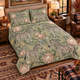 Muted Sage Zebra and Protea Quilt Set, Gift for Zebra and Protea Lovers