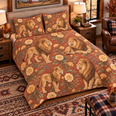 Warm Terracotta Lion and Marigold Quilt Set, Gift for Lion and Marigold Lovers