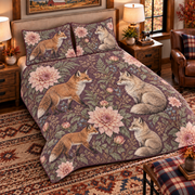 muted plum fox and dahlia quilt set, left angle hero view