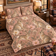 Dusty Rose Cottontail Rabbit and Cosmos Quilt Set, Gift for Cottontail Rabbit and Cosmos Lovers