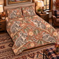 Warm Clay Koala and Eucalyptus Quilt Set, Gift for Koala and Eucalyptus Lovers