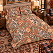 Koala and eucalyptus quilt set left angle