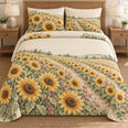 Sunflower Quilt Set, Country Farm Rows, Floral Bedroom Decor, Gift for Sunflower Lovers