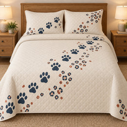 Leopard Quilt Set, Paw Trail, Wildlife Bedroom Decor, Gift for Leopard Lovers