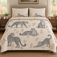 Leopard Quilt Set, Line Study, Wildlife Bedroom Decor, Gift for Leopard Lovers