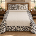 Leopard Quilt Set, Rosette Border, Wildlife Bedroom Decor, Gift for Leopard Lovers