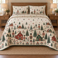 Nutcracker Quilt Set, Folk Toy Village, Holiday Bedroom Decor, Gift for Nutcracker Lovers