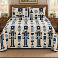 Nutcracker Quilt Set, Blue Geometric Shapes, Holiday Bedroom Decor, Gift for Nutcracker Lovers