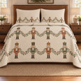 Nutcracker Quilt Set, Leafy Garland Rows, Holiday Bedroom Decor, Gift for Nutcracker Lovers