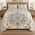 Paisley Quilt Set, Central Blue Mandala, Floral Bedroom Decor, Gift for Mandala Lovers