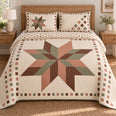 Christmas Quilt Set, Printed Star Illusion, Earthy Winter Bedroom Decor, Gift for Star Lovers