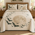 Halloween Quilt Set, Bat Flight Moon, Seasonal Bedroom Decor, Gift for Halloween Lovers