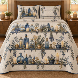 Halloween Quilt Set, Potion Herb Shelves, Seasonal Bedroom Decor, Gift for Halloween Lovers