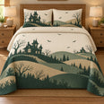 Halloween Quilt Set, Paper Cut Haunted Hills, Seasonal Bedroom Decor, Gift for Halloween Lovers