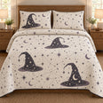 Halloween Quilt Set, Witch Hat Constellations, Seasonal Bedroom Decor, Gift for Halloween Lovers
