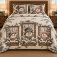 Snowman Quilt Set, Window Boxes, Winter Bedroom Decor, Gift for Snowman Lovers