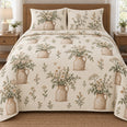 Farmhouse Quilt Set, Milk Jug Botanicals, Cream Country Bedroom Decor, Gift for Flower Lovers