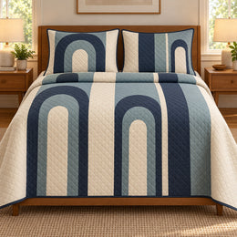 Mid Century Modern Quilt Set, Rounded Arch Columns, Gift for Retro Decor Lovers