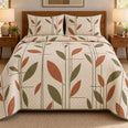 Mid Century Modern Quilt Set, Leaf and Line Interlace, Gift for Retro Decor Lovers