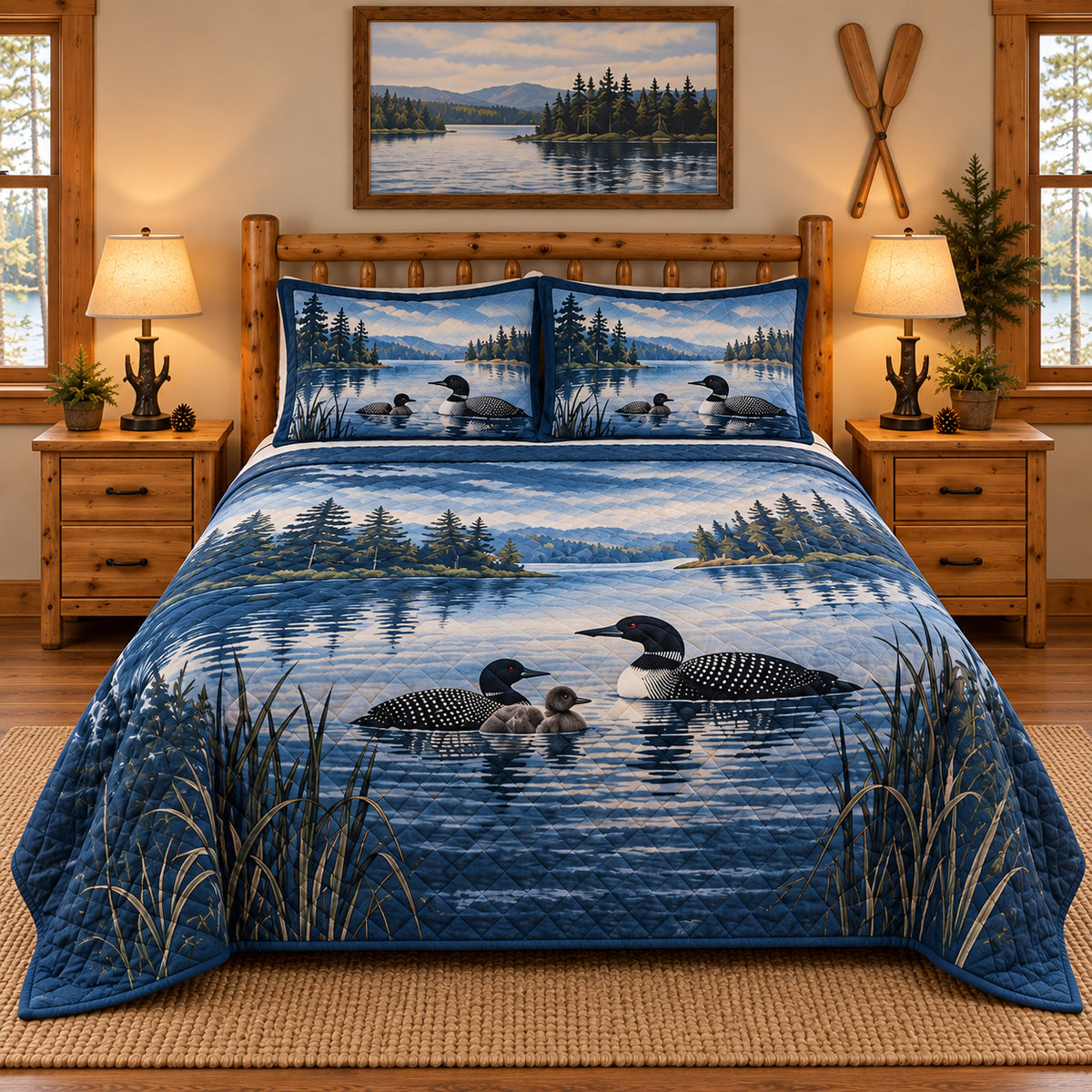Loon Family Lake House Quilt Set