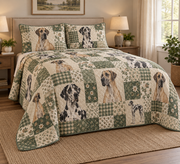Great Dane Heritage Patchwork Quilt Set, low side-angle bedroom view
