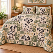 Dalmatian Heritage Patchwork Quilt Set, low side-angle bedroom view