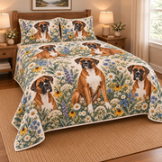Boxer Wildflower Meadow Quilt Set, low side-angle bedroom view
