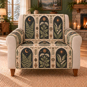 Arcane Cabinet Windows sofa cover on a beige armchair