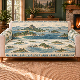 Archipelago Wave Frieze Sofa Cover, Map Decor, Gift for Geography Lovers