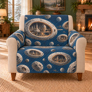 Asteroid Station Ovals sofa cover on a beige armchair