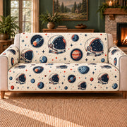 Astronaut Helmet Scatter sofa cover on a beige sofa