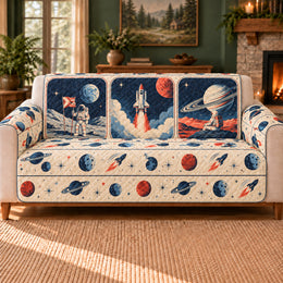 Astronaut Postcard Panels Sofa Cover, Space Decor, Gift for Young Space Fans