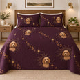 Aubergine Glam Doodle Goldendoodle Starry Garden Quilt Set