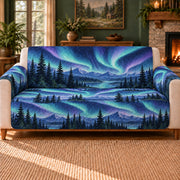 Aurora Pine Ribbon sofa cover on a beige sofa