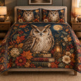 Autumn Owl Floral Moon Quilt Set