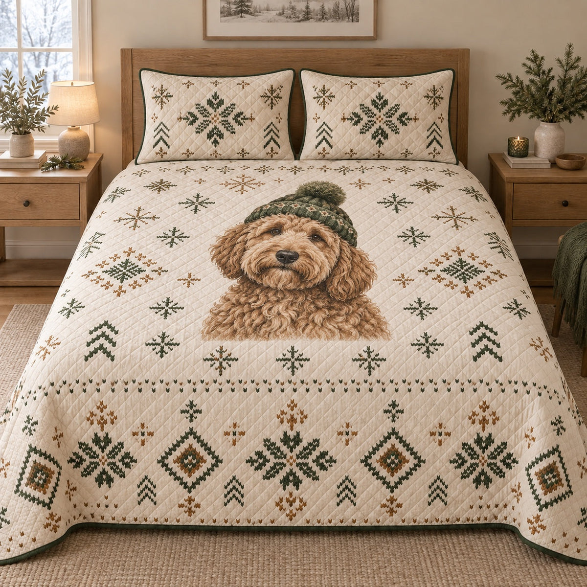 Beanie Doodle Goldendoodle Nordic Quilt Set