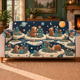 Bear Planet Garden Tiles Sofa Cover, Cosmic Animal Decor, Gift for Bear Lovers