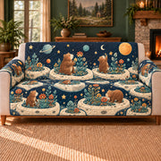Bear Planet Garden Tiles sofa cover on a beige sofa
