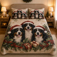 Bernese Mountain Dog Christmas Quilt Set, Santa Hats