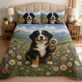 Bernese Mountain Dog Puppy Floral Quilt Set