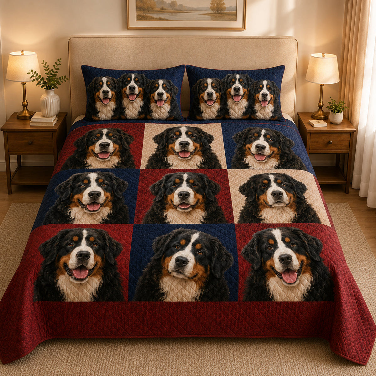 Bernese Mountain Dog Quilt Set