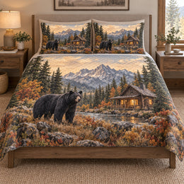 Black Bear Cabin Mountain Quilt Set