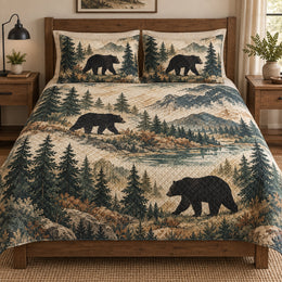 Black Bear Mountain Forest Quilt Set