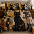 Black Cat Abstract Quilt Set, Celestial Design