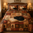 Black Cat Book Lover Quilt Set