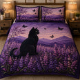 Black Cat Lavender Field Quilt Set