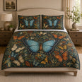 Blue Butterfly Botanical Quilt Set